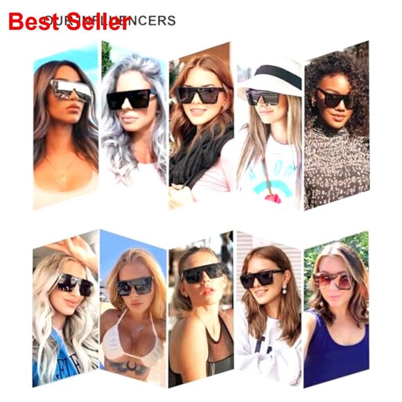 Square Frame Sunglasses with Mirrored Lenses UV400 Protection main image 6